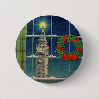 1950s Christmas in the city Button