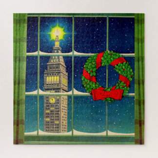 1950s Christmas in the city Jigsaw Puzzle