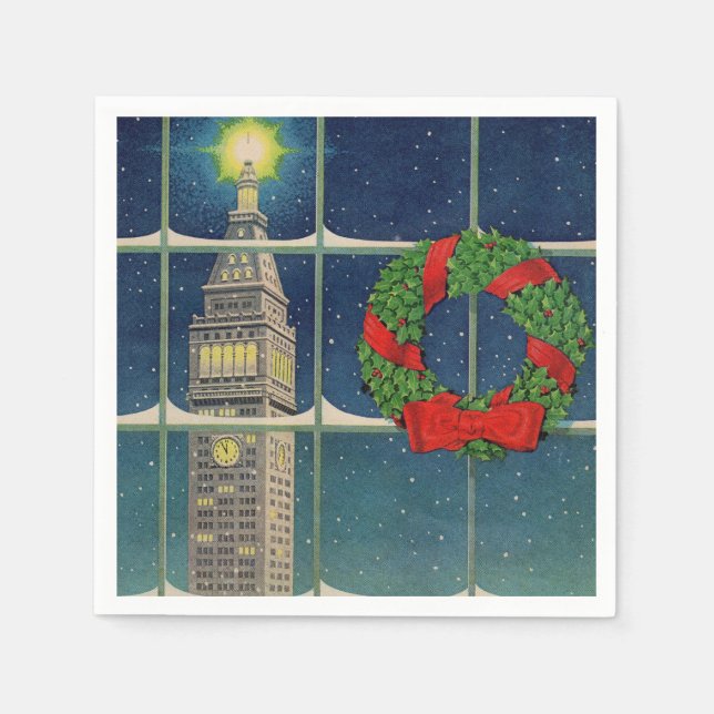 1950s Christmas in the city  Napkins (Front)