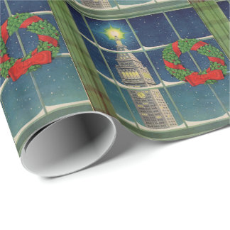 1950s Christmas in the city Wrapping Paper