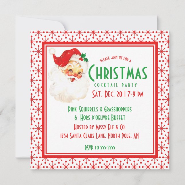 1950s Christmas Santa Party Invitation (Front)