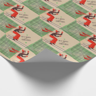 1950s Christmas skier print Wrapping Paper