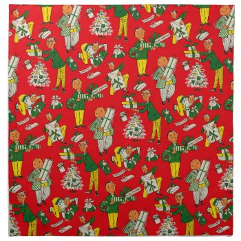 1950s Christmas Wrapping Design Cloth Napkins by christmas1900 at Zazzle
