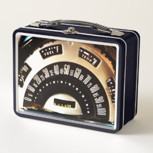 1950s Classic Car Speedometer With Gauges Metal Lunch Box