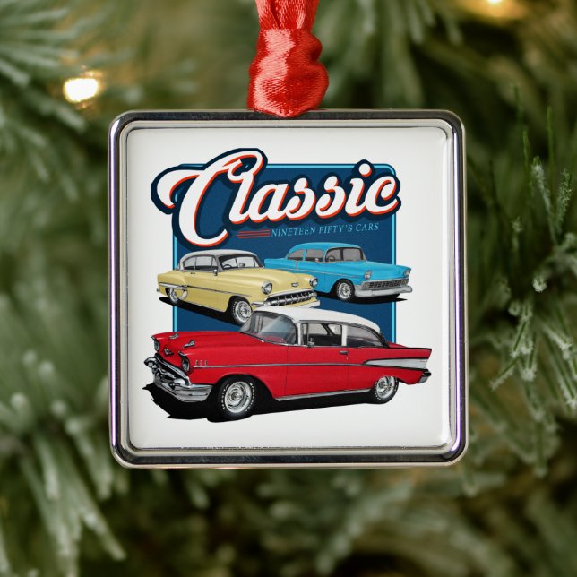 1950s Classic Cars Metal Ornament (Tree)