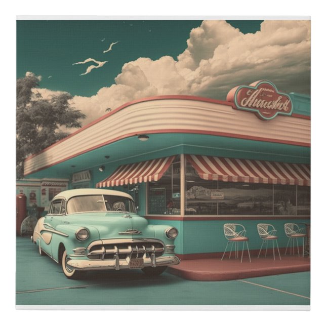 1950s Classic Diner Faux Canvas Print (Front)