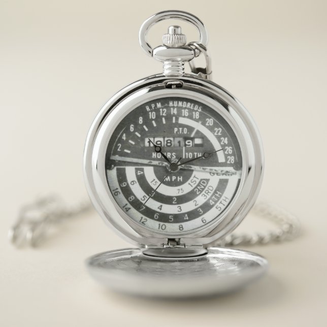 1950s Classic Farm Tractor Tach & Speedometer Pocket Watch (Inside)
