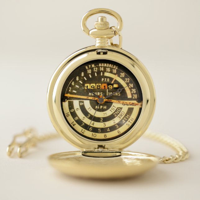 1950s Classic Farm Tractor Tach & Speedometer Pocket Watch (Inside)
