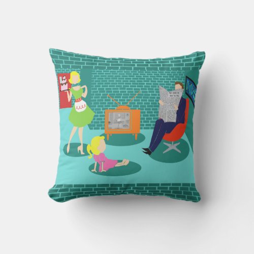 1950s Classic Television Outdoor Pillow