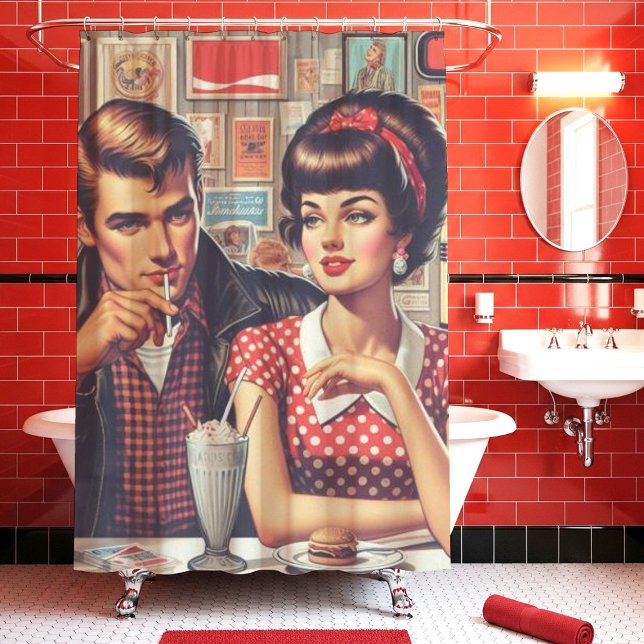 1950s Couple Shower Curtain (Creator Uploaded)