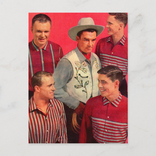 1950s cowboy Paw and his boys Postcard (Front)