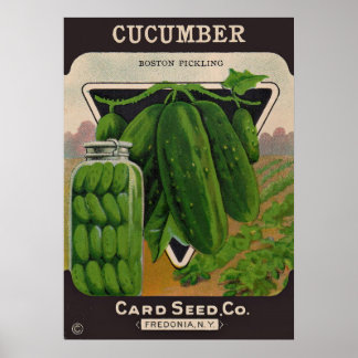 1950s cucumber seed packet cover poster