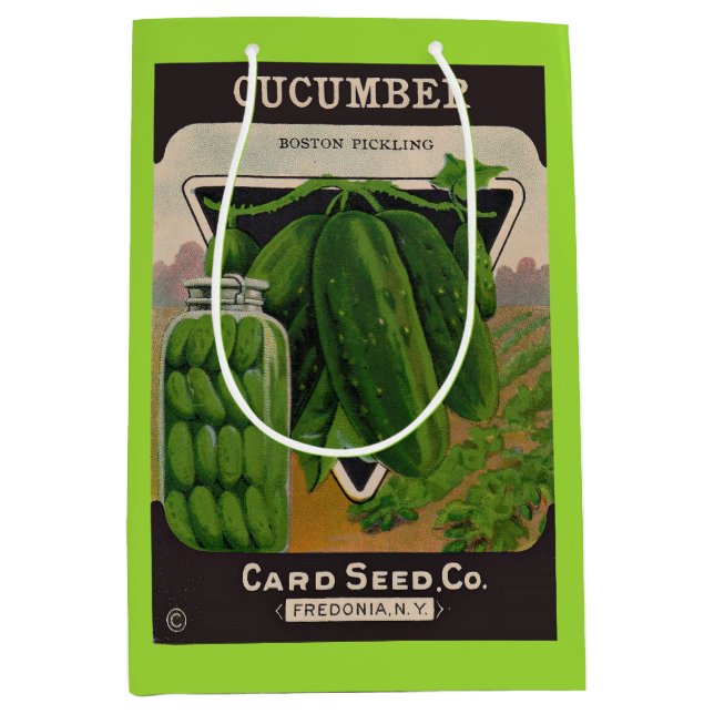 1950s cucumbers seed envelope cover medium gift bag (Front)