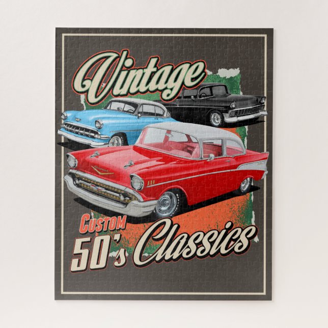 1950's Custom Classic Cars Jigsaw Puzzle (Vertical)
