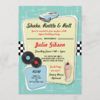 1950s Diner Birthday Party Fifties Retro Invite