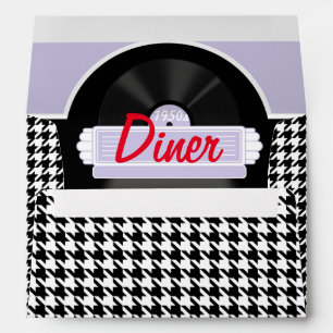 1950s Diner black & white checkered retro Envelope