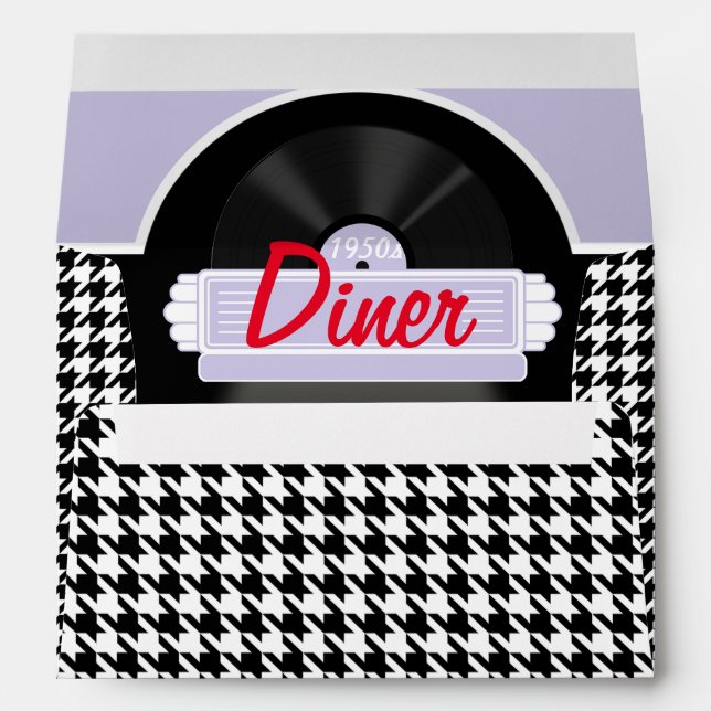 1950s Diner black & white checkered retro Envelope (Back (Bottom))