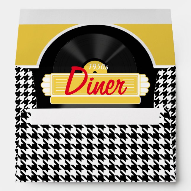 1950s Diner black & white checkered retro Envelope (Back (Bottom))