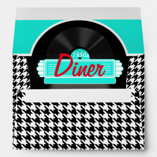 1950s Diner black & white checkered retro Envelope