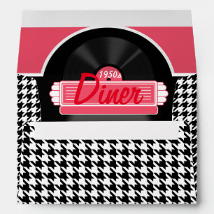 1950s Diner black & white checkered retro Envelope