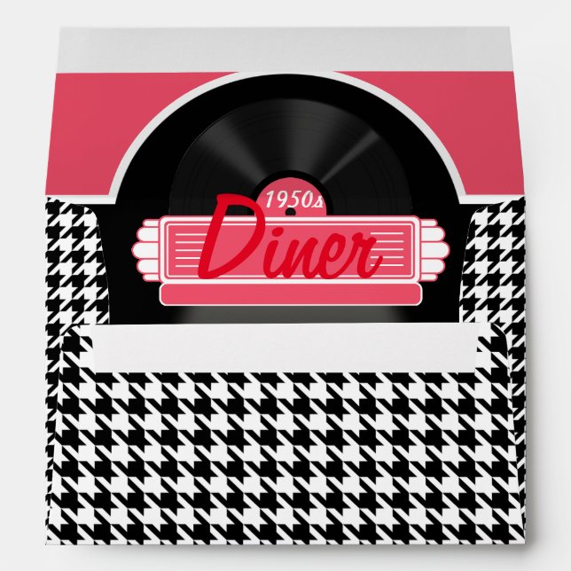 1950s Diner black & white checkered retro Envelope (Back (Bottom))
