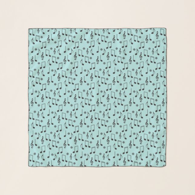 1950s Diner Blue & Teal Music Note Scarf – Retro S (Front)