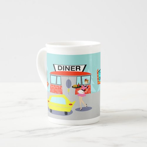 1950s Diner Bone China Mug