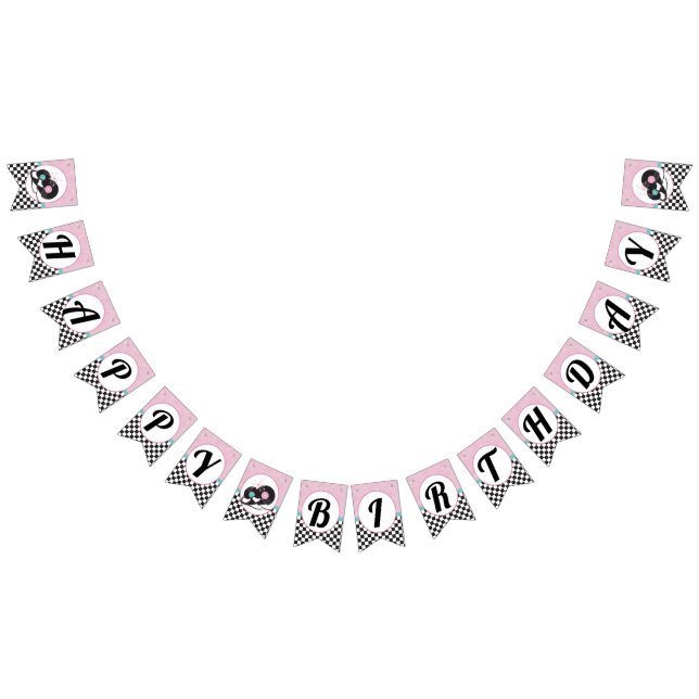 1950s Diner Happy Birthday Bunting Flags – Retro S (All)