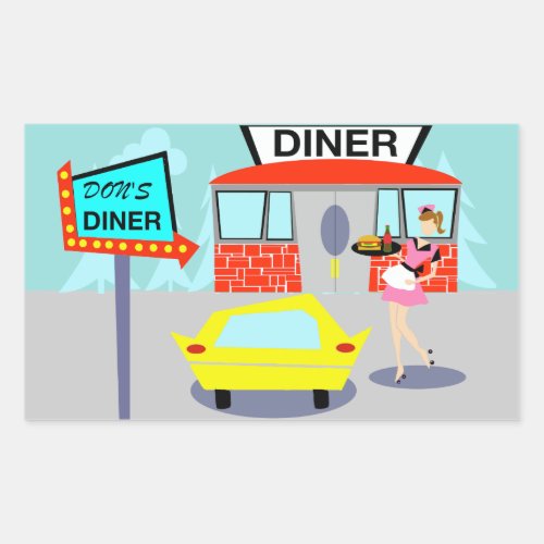 1950s Diner Rectangle Stickers
