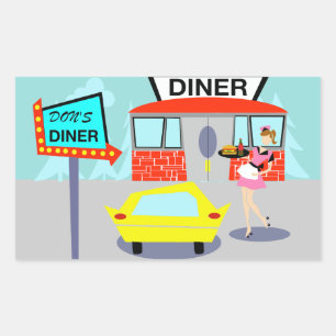 1950's Diner Rectangle Stickers