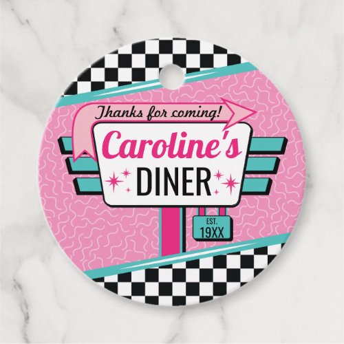 1950s Diner Retro Birthday Favor Circles Gift Tag