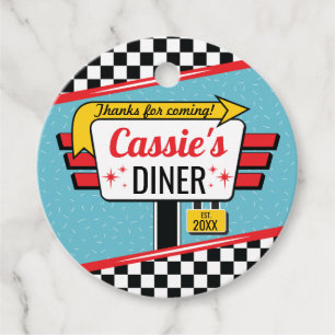 1950's Diner Retro Birthday Favor Circles Gift Tag