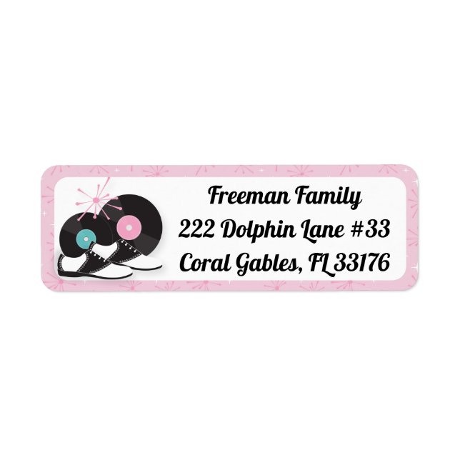 1950s Diner Retro Birthday Party Label – Sock Hop  (Front)
