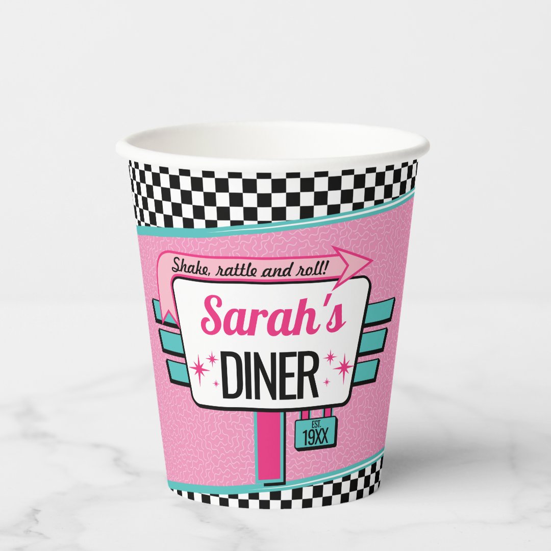 1950's Diner Retro Birthday Party Paper cup | Zazzle
