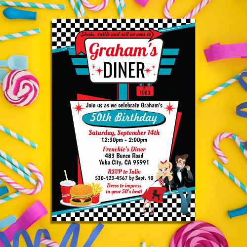 1950's Diner Retro Birthday Party Sock Hop Design