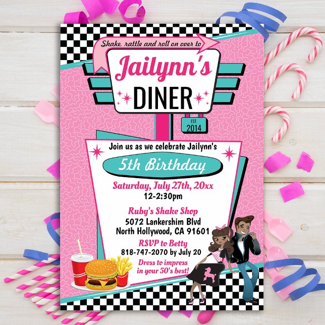 1950's Diner Retro Birthday Party Sock Hop Design Invitation (Creator Uploaded)