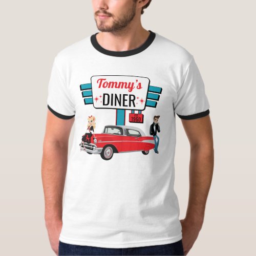 1950s Diner Retro Car Birthday Party Sock Hop T_Shirt