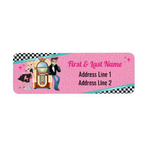 1950's Diner Retro Jukebox Birthday Party Sock Hop Label