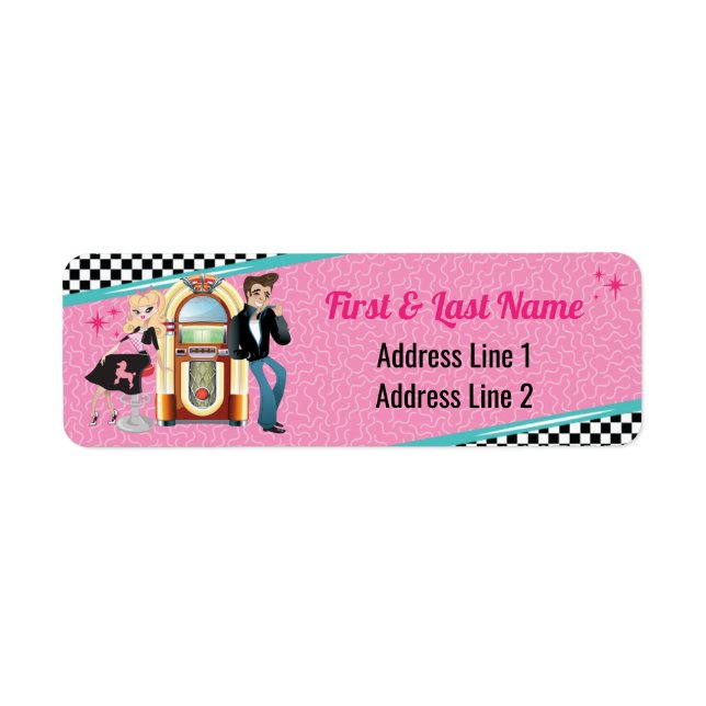 1950's Diner Retro Jukebox Birthday Party Sock Hop Label (Front)