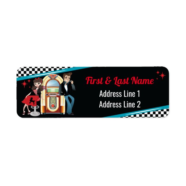 1950's Diner Retro Jukebox Birthday Party Sock Hop Label (Front)