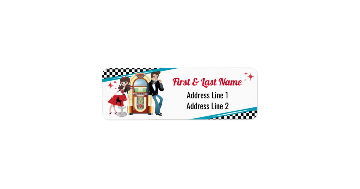 1950's Diner Retro Jukebox Birthday Party Sock Hop Label ...