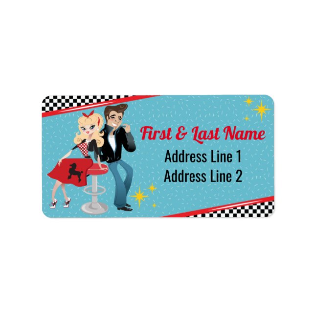 1950's Diner Retro Jukebox Birthday Party Sock Hop Label (Front)