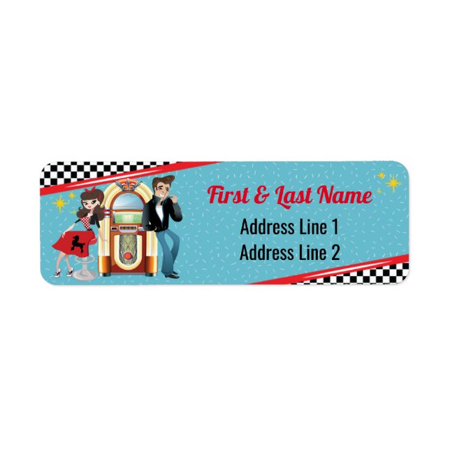 1950's Diner Retro Jukebox Birthday Party Sock Hop Label (Front)
