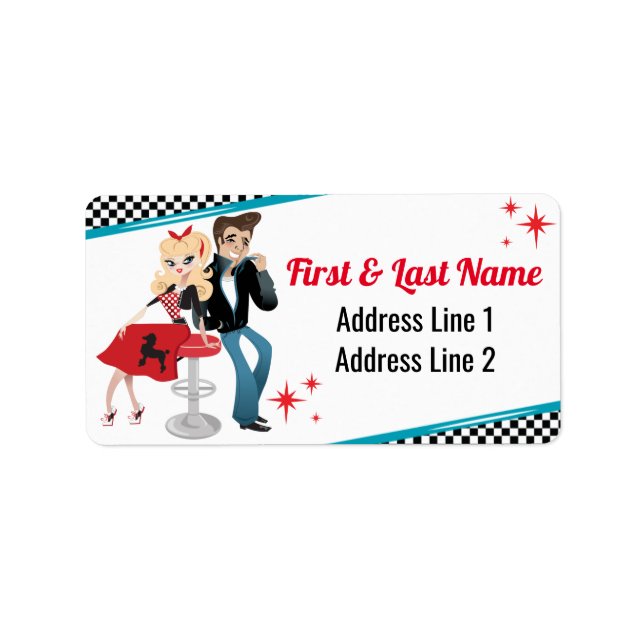 1950's Diner Retro Jukebox Birthday Party Sock Hop Label (Front)