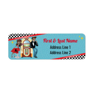 1950's Diner Retro Jukebox Birthday Party Sock Hop Label