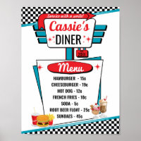1950's Diner Vintage Menu Poster