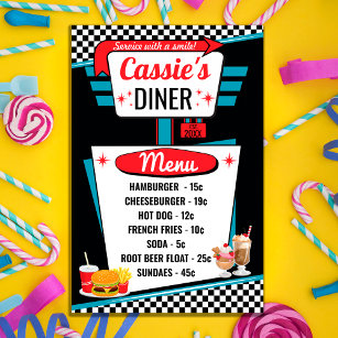 1950's Diner Vintage Menu Poster