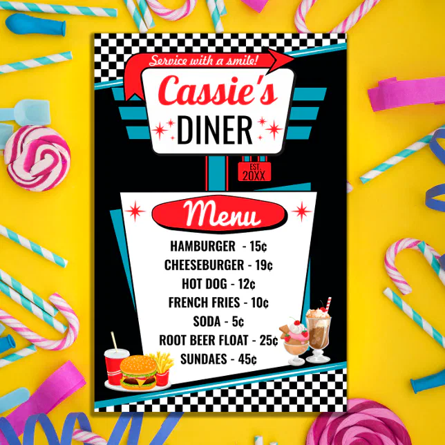 1950's Diner Vintage Menu Poster | Zazzle