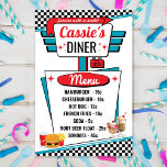 1950's Diner Vintage Menu Poster<br><div class="desc">Celebrating your next special birthday or celebration in the timeless 1950's Diner theme. Go all out and create these cute customized diner poster menus! These feature teal, white, red and black, with checked pattern and a 1950's Invite Central also has matching invitations and favor tags and other party printables in...</div>