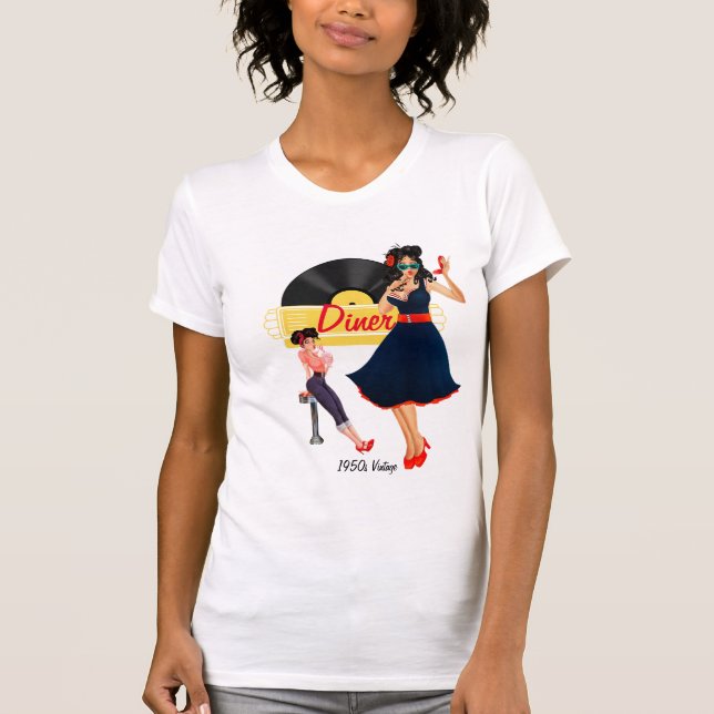 1950s Diner yellow black & white checkered T-Shirt (Front)